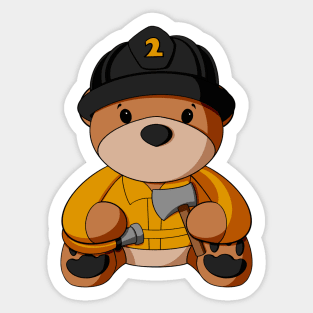 Yellow Uniform Fireman Teddy Bear Sticker